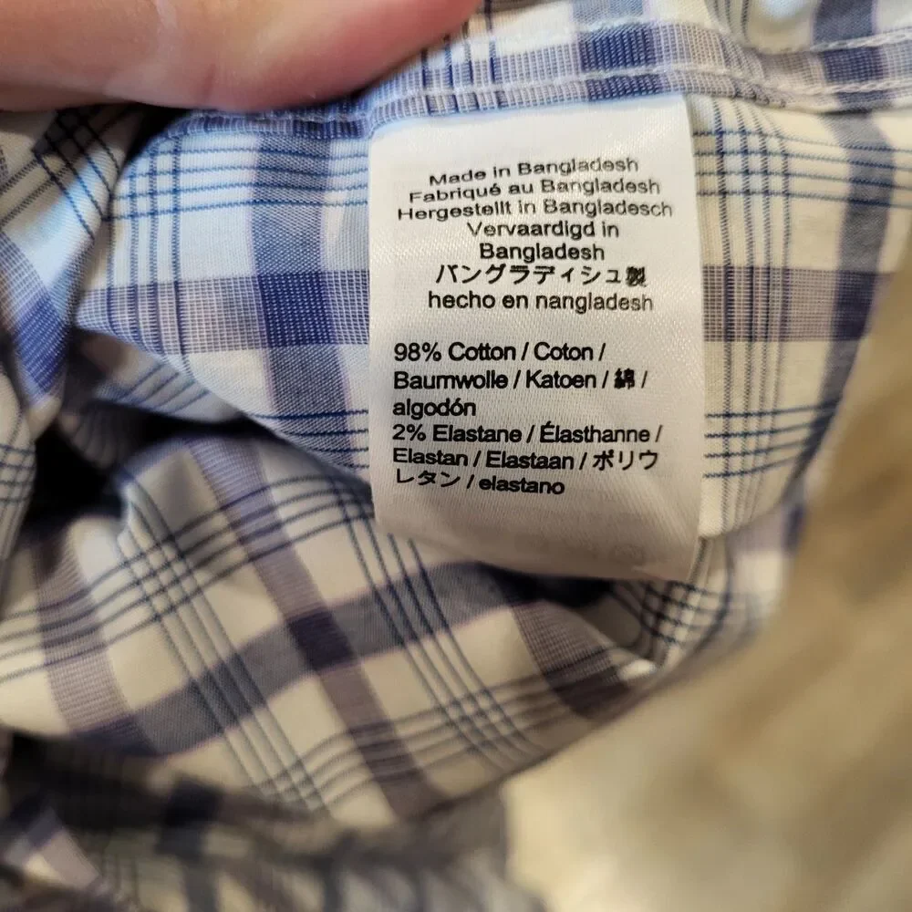 J.Crew Slim Wrinkle Free Flex Fit Plaid Button Up Shirt Mens Size Medium